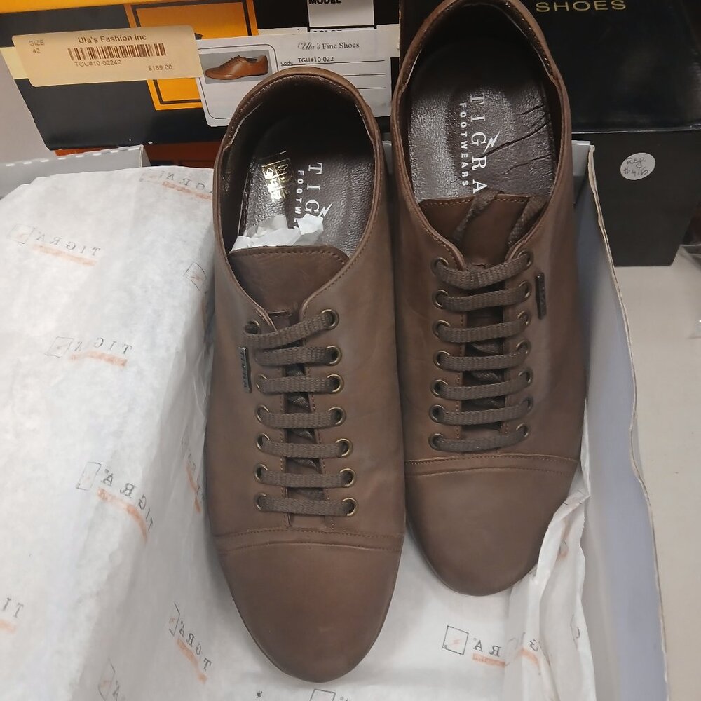 All leather uppers in an interesting walking shoe.